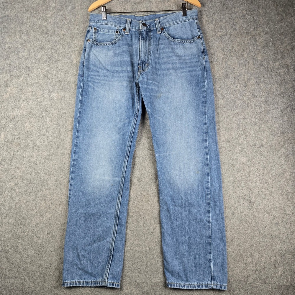 Levis 505 Jeans Mens 34x30 Blue Regular Fit Straight Leg Workwear Denim Pants